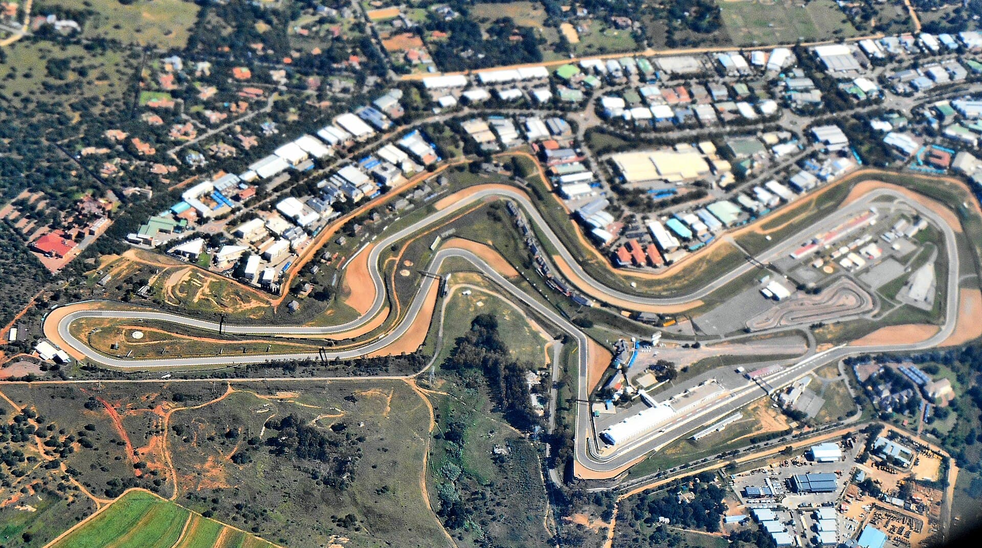 Vista aérea del circuito de Kyalami, al norte de Johannesburgo, con su trazado actual