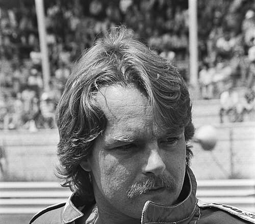 Keke Rosberg at the 1982 Dutch Grand Prix, the year of his title